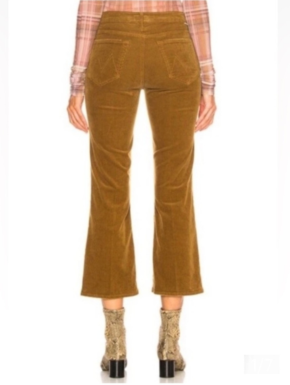 MOTHER Outsider Crop Corduroy Pants Hopscotch Brown - Picture 8 of 16